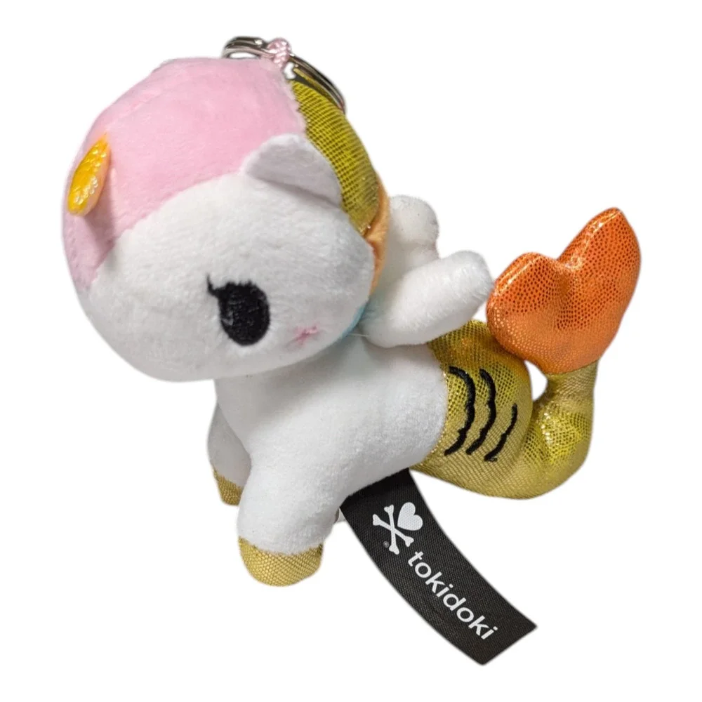 Tokidoki Perla Mermicorno Plush Keychain Sparkly White Body Dolphin-Themed Tail
